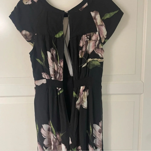 Anthropologie x Maeve black floral print wide leg crop jumpsuit 30978 - Picture 7 of 12